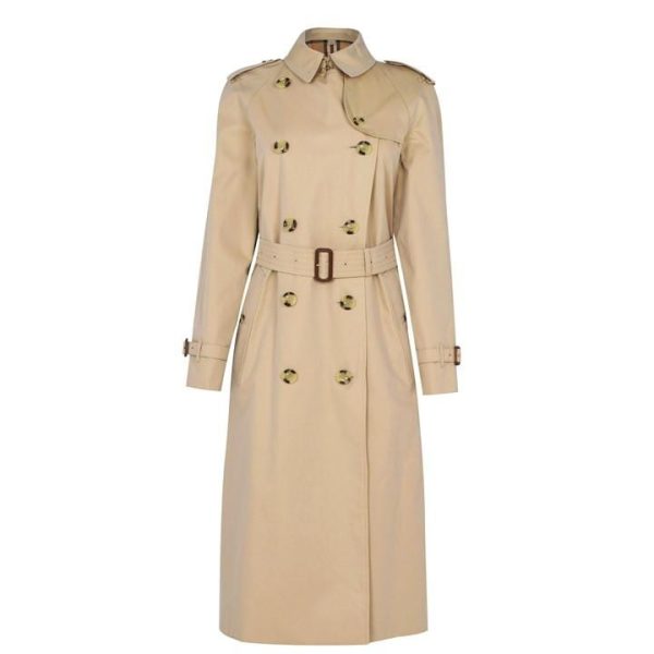 BURBERRY Women'S Check Cotton Waterloo Heritage Trench Coat - Beige