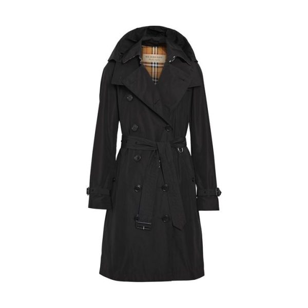 BURBERRY Women'S Check Kensington Trench Coat - Black