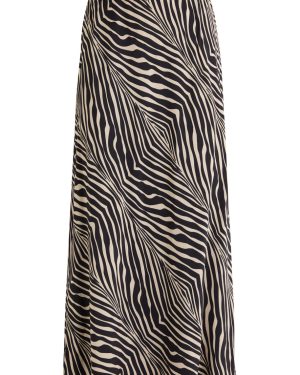 BY Malene Birger Boshan Zebra-print Matte Satin Midi Skirt - Black - 44 (UK16 / XL)