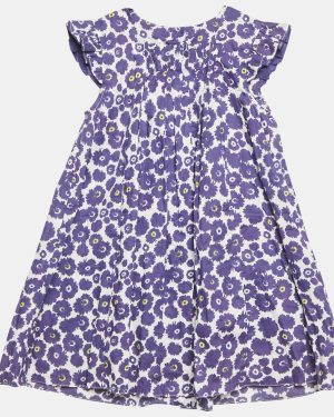 Baby Dior Blue Floral Print Cotton A-Line Sun Dress Set 36M