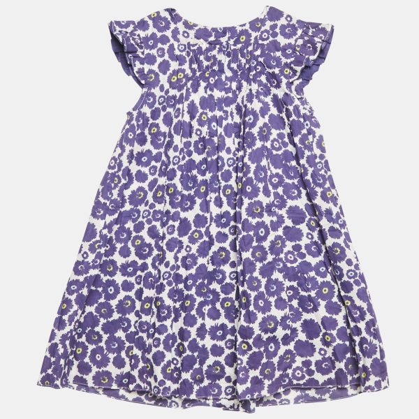 Baby Dior Blue Floral Print Cotton A-Line Sun Dress Set 36M