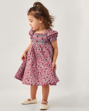 Baby Floral Print Smock Dress Pink