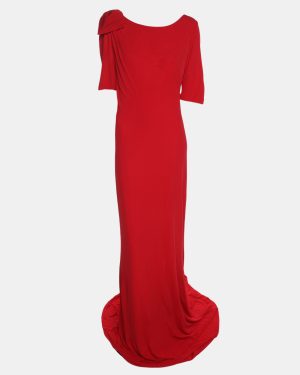 Badgley Mischka Red Stretch Crepe Maxi Dress XL
