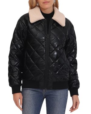 Bagatelle Quilted Bomber Faux Fur Jacket