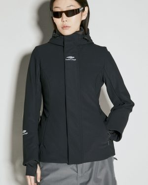 Balenciaga 3b Sports Icon Ski Hourglass Parka - Woman Jackets Black Fr - 36