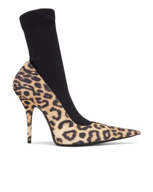 Balenciaga Avenue Sock Boot in Leopard & Black - Black. Size 37 (also in 39, 40).