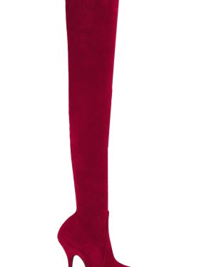 Balenciaga Avenue Suede H110 Boot in Red & Silver - Red. Size 36 (also in 37, 39).