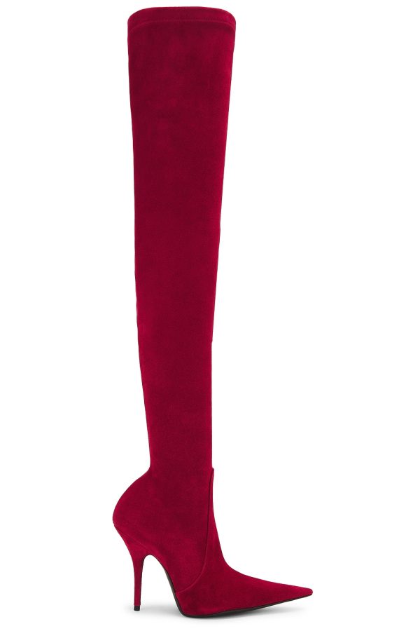 Balenciaga Avenue Suede H110 Boot in Red & Silver - Red. Size 36 (also in 37, 39).