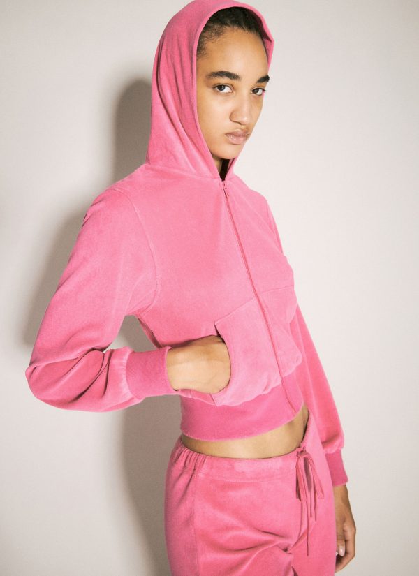 Balenciaga Bb Motel Zip-up Hooded Sweatshirt - Woman Sweatshirts Pink M