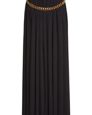 Balenciaga - Belt-Detailed Pleated Crepe Maxi Skirt - Black - FR 34 - Moda Operandi