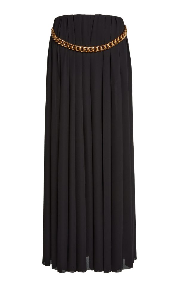 Balenciaga - Belt-Detailed Pleated Crepe Maxi Skirt - Black - FR 34 - Moda Operandi