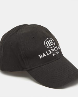 Balenciaga Black Logo Embroidered Cotton Baseball Cap L