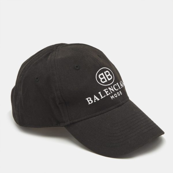 Balenciaga Black Logo Embroidered Cotton Baseball Cap L