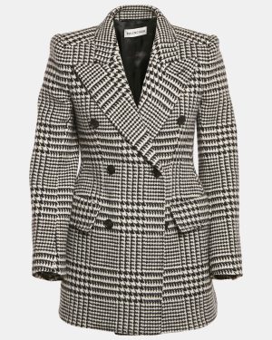 Balenciaga Black/White Houndstooth Wool Hourglass Blazer S