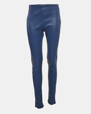 Balenciaga Blue Genuine Leather Skinny Fit Pants L