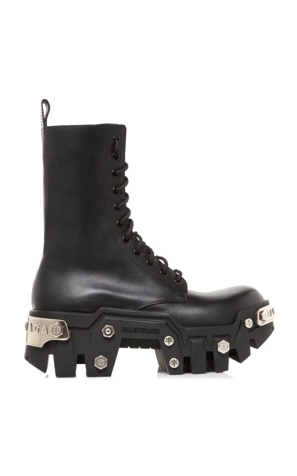 Balenciaga - Bulldozer Platform Leather Combat Boots - Black - IT 39 - Moda Operandi