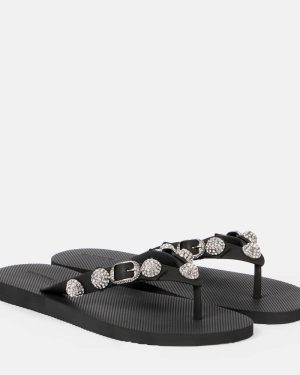 Balenciaga Cagole crystal-embellished thong sandals