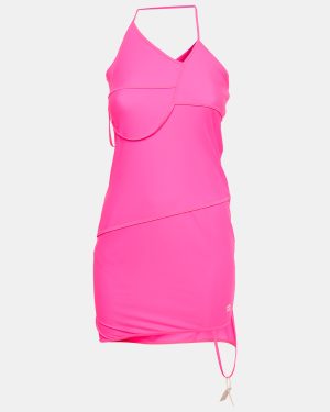 Balenciaga Fuchsia Pink Jersey Asymmetric Mini Dress M