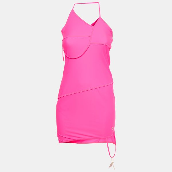 Balenciaga Fuchsia Pink Jersey Asymmetric Mini Dress M