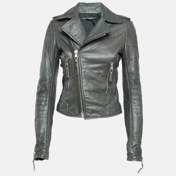 Balenciaga Green Leather Biker Jacket M