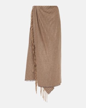 Balenciaga Houndstooth wool-blend wrap skirt