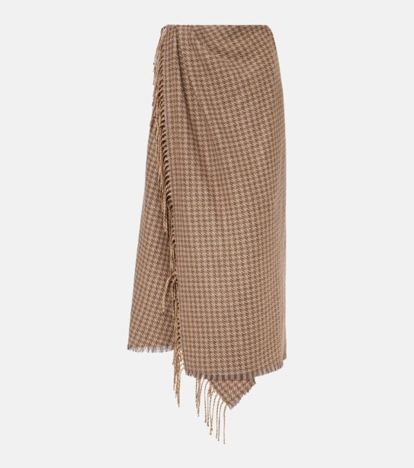Balenciaga Houndstooth wool-blend wrap skirt