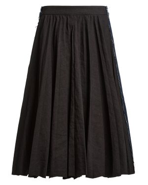 Balenciaga - Hybrid Pleated Wool-Ramie Midi Skirt - Black - FR 38 - Moda Operandi