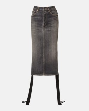Balenciaga Lace-up denim pencil skirt