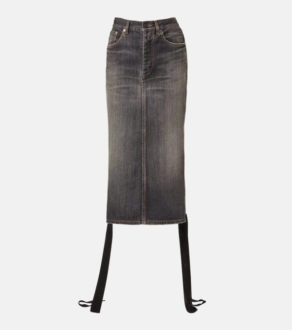 Balenciaga Lace-up denim pencil skirt