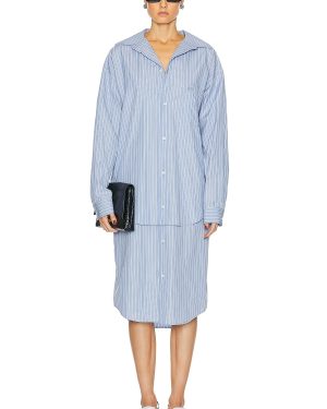 Balenciaga Layered Shirt Dress in Sky Blue & White - Blue. Size 36 (also in 40).