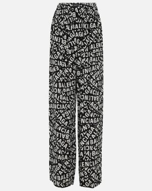 Balenciaga Logo high-rise wide-leg pants