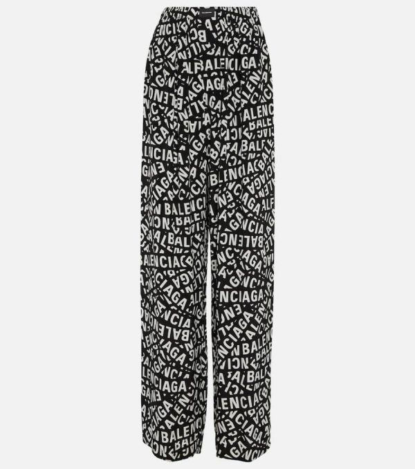 Balenciaga Logo high-rise wide-leg pants