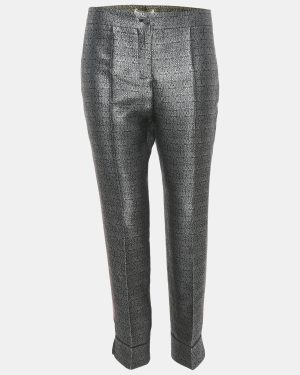 Balenciaga Multicolor Brocade Silk Tapered Leg Cropped Trousers M
