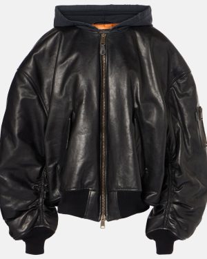 Balenciaga Oversized leather bomber jacket