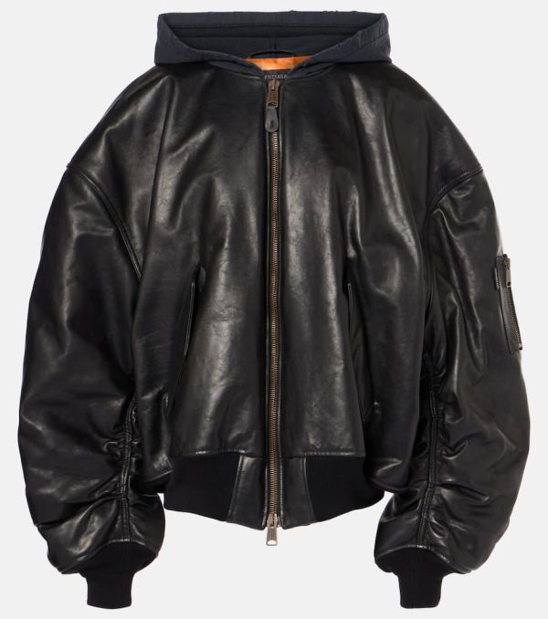 Balenciaga Oversized leather bomber jacket