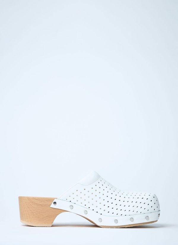Balenciaga Perforated Heeled Clogs - Woman Slip Ons White Eu - 40