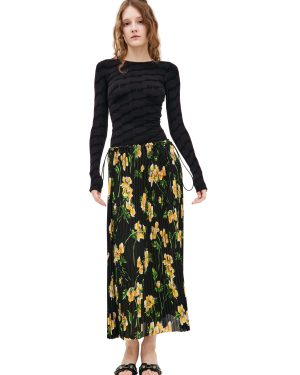 Balenciaga Pleated midi skirt with floral print
