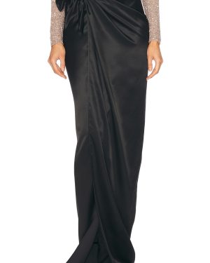Balenciaga Satin Wrap Skirt in Black - Black. Size 34 (also in 36, 40).