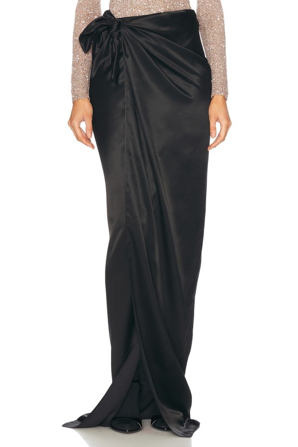 Balenciaga Satin Wrap Skirt in Black - Black. Size 34 (also in 36, 40).