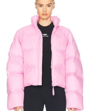 Balenciaga Ski Cropped Puffer Jacket in Pink - Pink. Size 38 (also in 40).