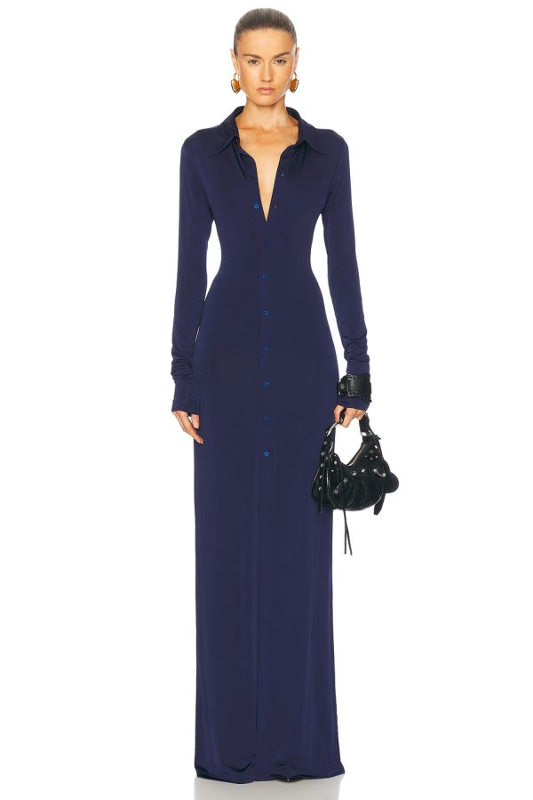 Balenciaga Stretch Maxi Dress in Marine Blue - Navy. Size 36 (also in ).