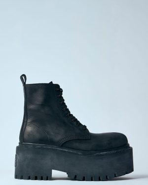 Balenciaga Strike Platform Boots - Woman Boots Black Eu - 39