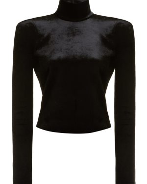 Balenciaga - Velvet Turtleneck Bodysuit - Black - FR 34 - Moda Operandi
