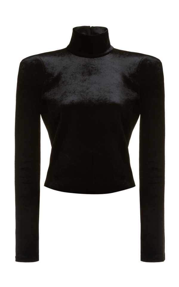 Balenciaga - Velvet Turtleneck Bodysuit - Black - FR 34 - Moda Operandi