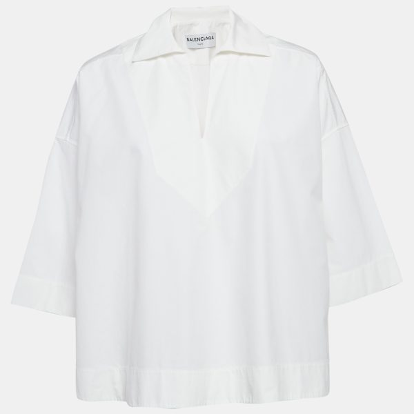 Balenciaga White Cotton Loose Fit Blouse S