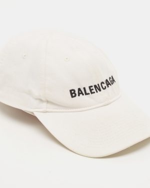 Balenciaga White Logo Embroidered Cotton Archetype Baseball Cap L
