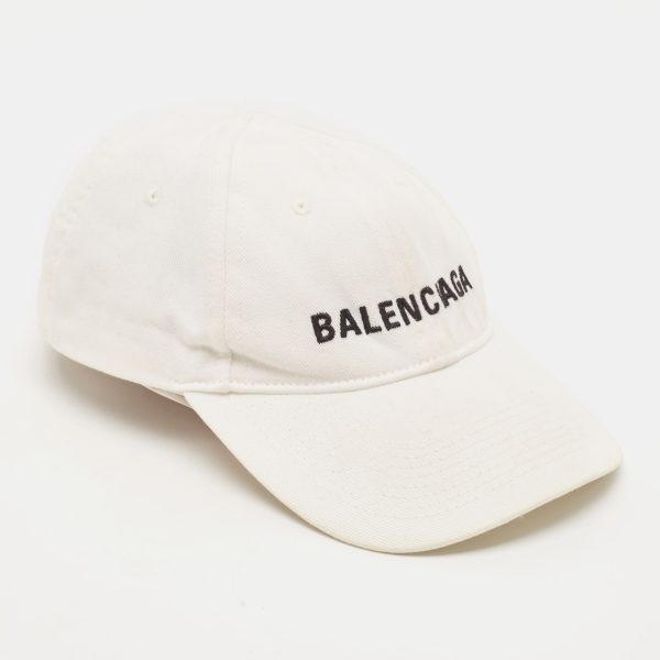 Balenciaga White Logo Embroidered Cotton Archetype Baseball Cap L