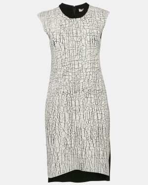 Balenciaga White Paint Coated Wool Knit Sleeveless Short Dress M