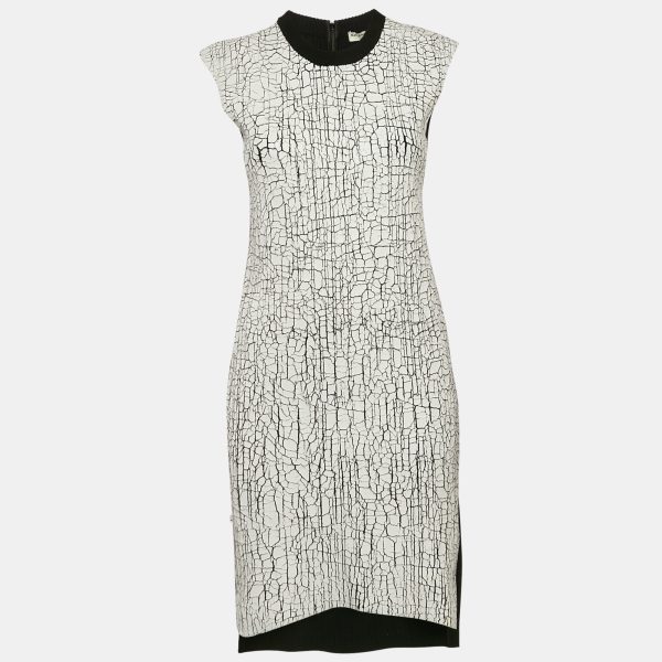 Balenciaga White Paint Coated Wool Knit Sleeveless Short Dress M