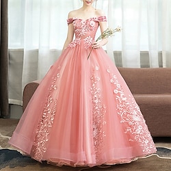 Ball Gown Quinceanera Dresses Princess Dress Red Green Dress Quinceanera Floor Length Sleeveless Off Shoulder Polyester with Appliques dress to impress 2025